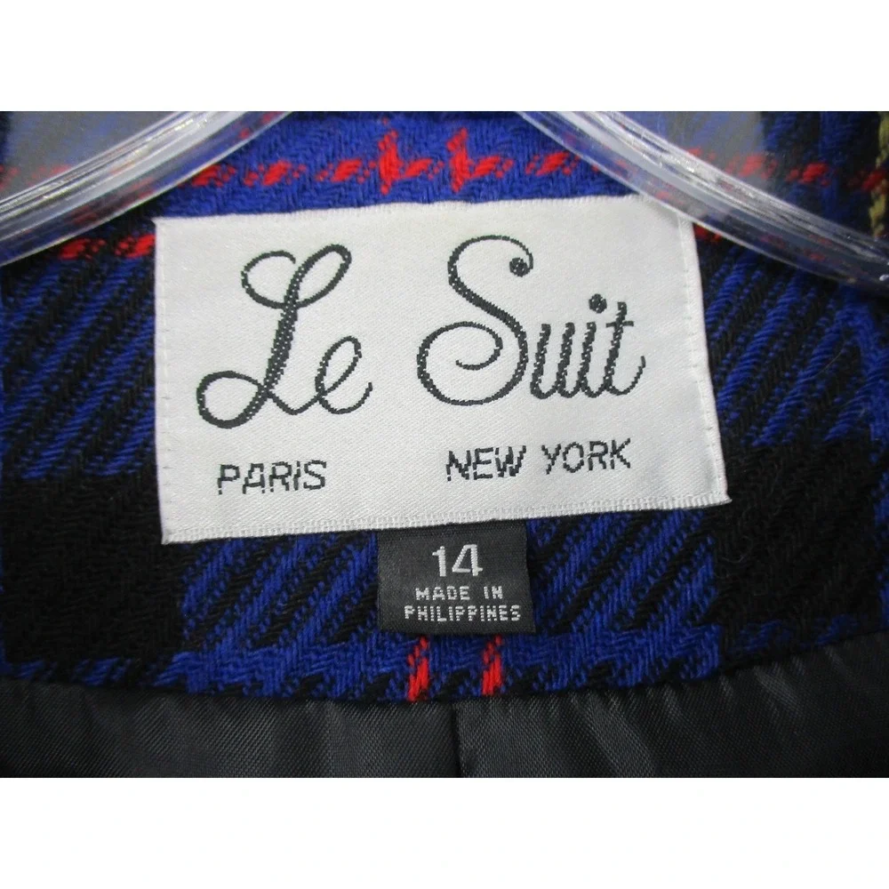 Le Suit Blazer Womens 14 Plaid Wool‎ Blend Career Office Preppy Academia Office